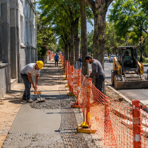 Obra municipal en una vereda urbana